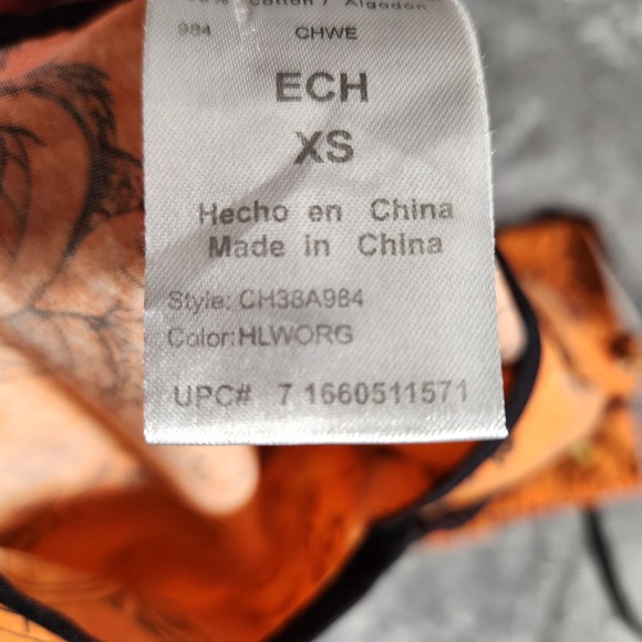 Disney‎ Happy Halloween Orange Cheshire Cat Medical Scrub Top Size XS - Picture 6 of 10